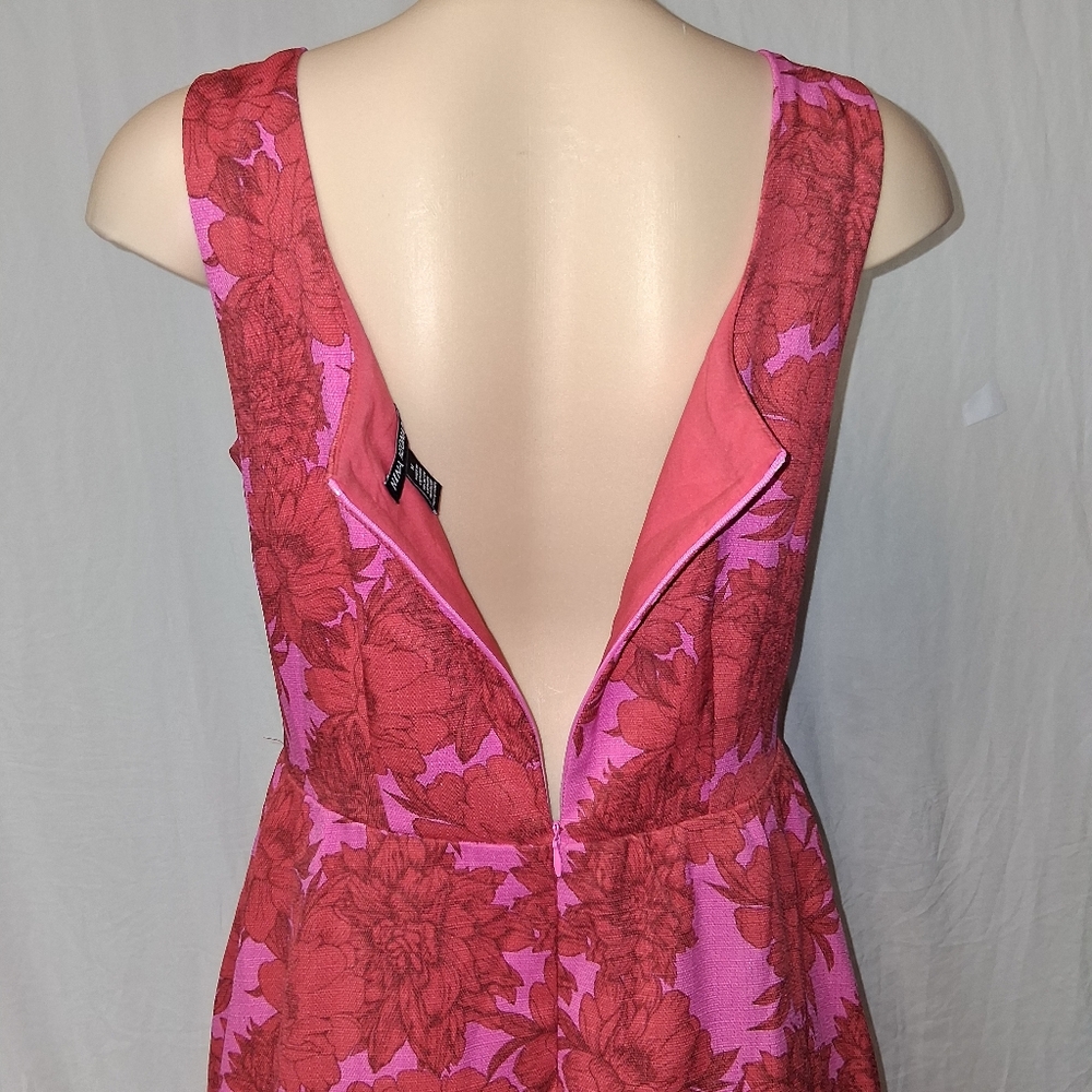Nina Leonard Pink and Red Floral Mini Dress Retro High Low Bubble - Picture 11 of 16